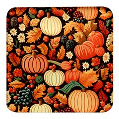 Thanksgiving Pattern Square Glass Fridge Magnet (4 Pack) by Valentinaart