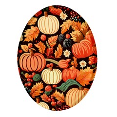 Thanksgiving Pattern Oval Glass Fridge Magnet (4 Pack) by Valentinaart