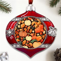 Thanksgiving Pattern Metal Snowflake And Bell Red Ornament by Valentinaart