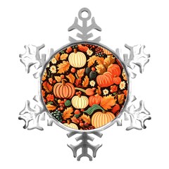 Thanksgiving Pattern Metal Small Snowflake Ornament by Valentinaart