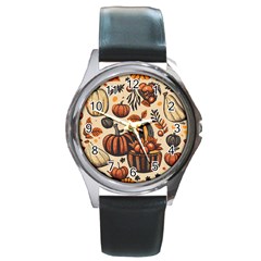 Thanksgiving pattern Round Metal Watch