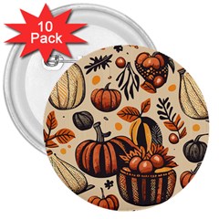 Thanksgiving pattern 3  Buttons (10 pack) 