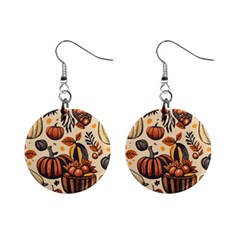 Thanksgiving pattern Mini Button Earrings