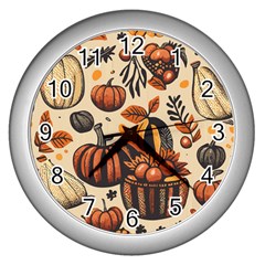 Thanksgiving pattern Wall Clock (Silver)