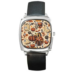 Thanksgiving pattern Square Metal Watch