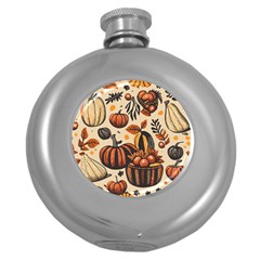 Thanksgiving pattern Round Hip Flask (5 oz)