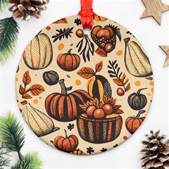 Thanksgiving pattern Round Ornament (Two Sides)