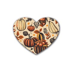 Thanksgiving pattern Rubber Heart Coaster (4 pack)