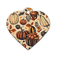 Thanksgiving pattern Dog Tag Heart (One Side)