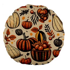 Thanksgiving pattern Large 18  Premium Round Cushions