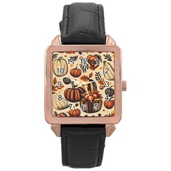 Thanksgiving pattern Rose Gold Leather Watch 