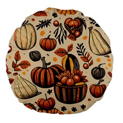 Thanksgiving pattern Large 18  Premium Flano Round Cushions