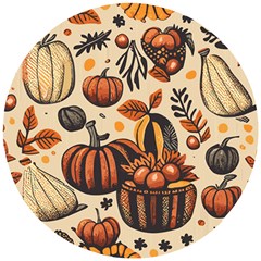 Thanksgiving pattern Wooden Puzzle Round