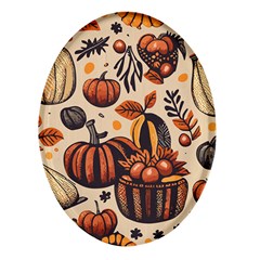 Thanksgiving pattern Oval Glass Fridge Magnet (4 pack)