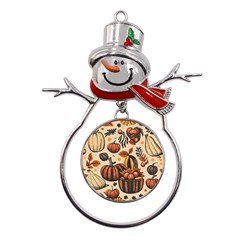 Thanksgiving pattern Metal Snowman Ornament