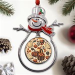 Thanksgiving pattern Metal Snowman Ornament Front