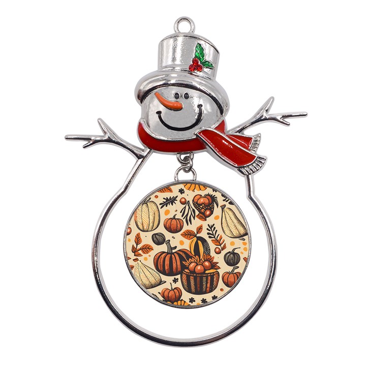 Thanksgiving pattern Metal Snowman Ornament