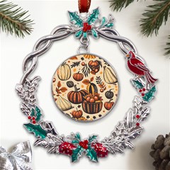 Thanksgiving pattern Metal X mas Wreath Holly leaf Ornament