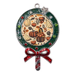 Thanksgiving pattern Metal X Mas Lollipop with Crystal Ornament