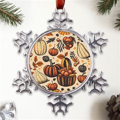 Thanksgiving pattern Metal Large Snowflake Ornament