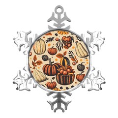 Thanksgiving pattern Metal Small Snowflake Ornament