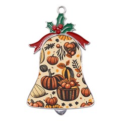 Thanksgiving pattern Metal Holly Leaf Bell Ornament