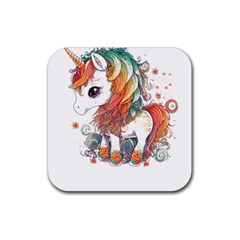 Baby Unicorn T- Shirt Colourful Bay Unicorn T- Shirt Yoga Reflexion Pose T- Shirtyoga Reflexion Pose T- Shirt Rubber Coaster (square) by hizuto