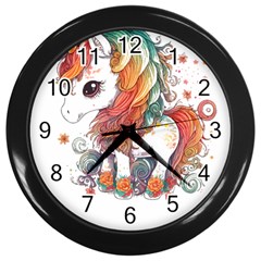 Baby Unicorn T- Shirt Colourful Bay Unicorn T- Shirt Yoga Reflexion Pose T- Shirtyoga Reflexion Pose T- Shirt Wall Clock (black) by hizuto