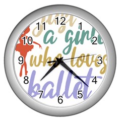 Ballet T- Shirtjust A Girle Who Loves Ballet T- Shirt Yoga Reflexion Pose T- Shirtyoga Reflexion Pose T- Shirt Wall Clock (silver) by hizuto