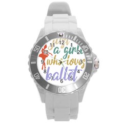 Ballet T- Shirtjust A Girle Who Loves Ballet T- Shirt Yoga Reflexion Pose T- Shirtyoga Reflexion Pose T- Shirt Round Plastic Sport Watch (l)