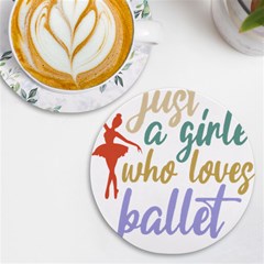 Ballet T- Shirtjust A Girle Who Loves Ballet T- Shirt Yoga Reflexion Pose T- Shirtyoga Reflexion Pose T- Shirt Uv Print Round Tile Coaster by hizuto