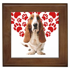 Basset Hound Gift T- Shirt Funny Basset Hound Valentine Heart Paw Basset Hound Dog Lover Valentine C Yoga Reflexion Pose T- Shirtyoga Reflexion Pose T- Shirt Framed Tile by hizuto