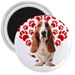 Basset Hound Gift T- Shirt Funny Basset Hound Valentine Heart Paw Basset Hound Dog Lover Valentine C Yoga Reflexion Pose T- Shirtyoga Reflexion Pose T- Shirt 3  Magnets Front