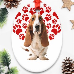 Basset Hound Gift T- Shirt Funny Basset Hound Valentine Heart Paw Basset Hound Dog Lover Valentine C Yoga Reflexion Pose T- Shirtyoga Reflexion Pose T- Shirt Ornament (oval) by hizuto