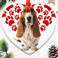 Basset Hound Gift T- Shirt Funny Basset Hound Valentine Heart Paw Basset Hound Dog Lover Valentine C Yoga Reflexion Pose T- Shirtyoga Reflexion Pose T- Shirt Ornament (heart) by hizuto