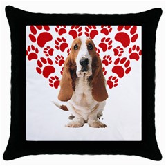 Basset Hound Gift T- Shirt Funny Basset Hound Valentine Heart Paw Basset Hound Dog Lover Valentine C Yoga Reflexion Pose T- Shirtyoga Reflexion Pose T- Shirt Throw Pillow Case (black) by hizuto