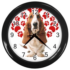 Basset Hound Gift T- Shirt Funny Basset Hound Valentine Heart Paw Basset Hound Dog Lover Valentine C Yoga Reflexion Pose T- Shirtyoga Reflexion Pose T- Shirt Wall Clock (black) by hizuto