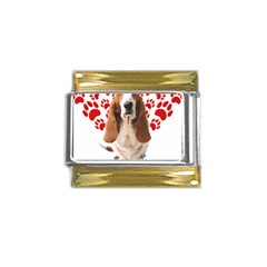 Basset Hound Gift T- Shirt Funny Basset Hound Valentine Heart Paw Basset Hound Dog Lover Valentine C Yoga Reflexion Pose T- Shirtyoga Reflexion Pose T- Shirt Gold Trim Italian Charm (9mm) by hizuto