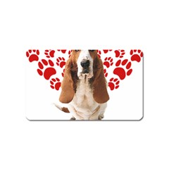 Basset Hound Gift T- Shirt Funny Basset Hound Valentine Heart Paw Basset Hound Dog Lover Valentine C Yoga Reflexion Pose T- Shirtyoga Reflexion Pose T- Shirt Magnet (name Card) by hizuto