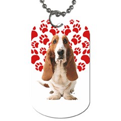 Basset Hound Gift T- Shirt Funny Basset Hound Valentine Heart Paw Basset Hound Dog Lover Valentine C Yoga Reflexion Pose T- Shirtyoga Reflexion Pose T- Shirt Dog Tag (two Sides) by hizuto