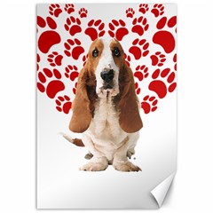 Basset Hound Gift T- Shirt Funny Basset Hound Valentine Heart Paw Basset Hound Dog Lover Valentine C Yoga Reflexion Pose T- Shirtyoga Reflexion Pose T- Shirt Canvas 12  X 18  by hizuto