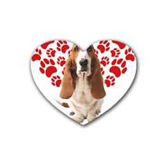 Basset Hound Gift T- Shirt Funny Basset Hound Valentine Heart Paw Basset Hound Dog Lover Valentine C Yoga Reflexion Pose T- Shirtyoga Reflexion Pose T- Shirt Rubber Coaster (heart) by hizuto