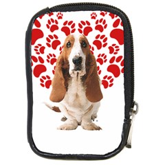 Basset Hound Gift T- Shirt Funny Basset Hound Valentine Heart Paw Basset Hound Dog Lover Valentine C Yoga Reflexion Pose T- Shirtyoga Reflexion Pose T- Shirt Compact Camera Leather Case by hizuto