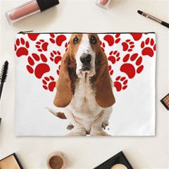 Basset Hound Gift T- Shirt Funny Basset Hound Valentine Heart Paw Basset Hound Dog Lover Valentine C Yoga Reflexion Pose T- Shirtyoga Reflexion Pose T- Shirt Cosmetic Bag (xl) by hizuto