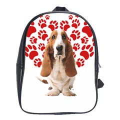 Basset Hound Gift T- Shirt Funny Basset Hound Valentine Heart Paw Basset Hound Dog Lover Valentine C Yoga Reflexion Pose T- Shirtyoga Reflexion Pose T- Shirt School Bag (large) by hizuto