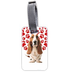 Basset Hound Gift T- Shirt Funny Basset Hound Valentine Heart Paw Basset Hound Dog Lover Valentine C Yoga Reflexion Pose T- Shirtyoga Reflexion Pose T- Shirt Luggage Tag (two Sides) by hizuto