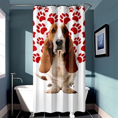 Basset Hound Gift T- Shirt Funny Basset Hound Valentine Heart Paw Basset Hound Dog Lover Valentine C Yoga Reflexion Pose T- Shirtyoga Reflexion Pose T- Shirt Shower Curtain 36  X 72  (stall)  by hizuto