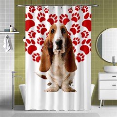 Basset Hound Gift T- Shirt Funny Basset Hound Valentine Heart Paw Basset Hound Dog Lover Valentine C Yoga Reflexion Pose T- Shirtyoga Reflexion Pose T- Shirt Shower Curtain 48  X 72  (small)  by hizuto