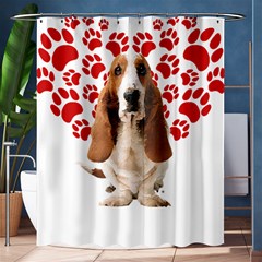 Basset Hound Gift T- Shirt Funny Basset Hound Valentine Heart Paw Basset Hound Dog Lover Valentine C Yoga Reflexion Pose T- Shirtyoga Reflexion Pose T- Shirt Shower Curtain 60  X 72  (medium)  by hizuto