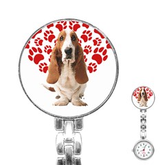 Basset Hound Gift T- Shirt Funny Basset Hound Valentine Heart Paw Basset Hound Dog Lover Valentine C Yoga Reflexion Pose T- Shirtyoga Reflexion Pose T- Shirt Stainless Steel Nurses Watch by hizuto